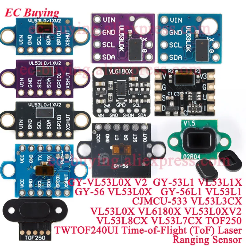 1-5Pc VL53L0X VL53L1X VL53L3CX Time-of-Flight (ToF) Laser Ranging Sensor Breakout 940nm CJVL53L0XV2 Distance Module IIC Aircraft