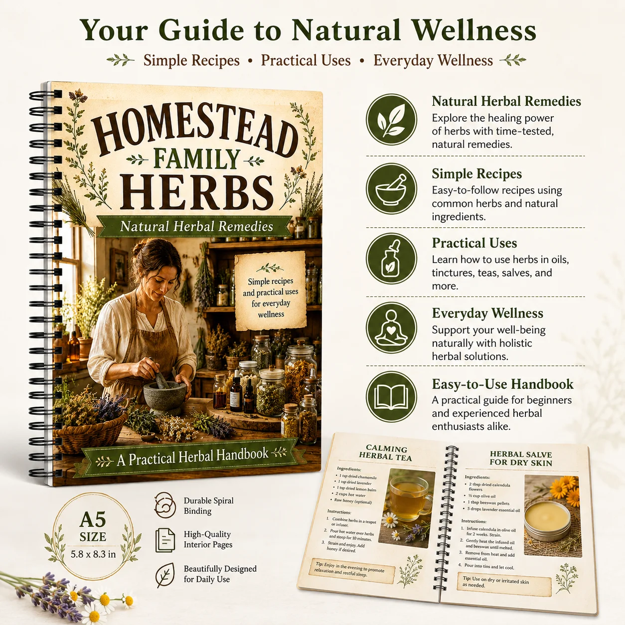 ホームステッドファミリーハーブ：実用的なハーブハンドブック　 - Herbal Wellness Remedy のレビューと価格