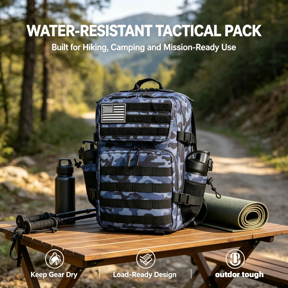 25L Wear-resistant Oxford Cloth Camouflage Tactical Assault Bag Waterproof Hiking Camping Backpack Outdoor Sports Backpack