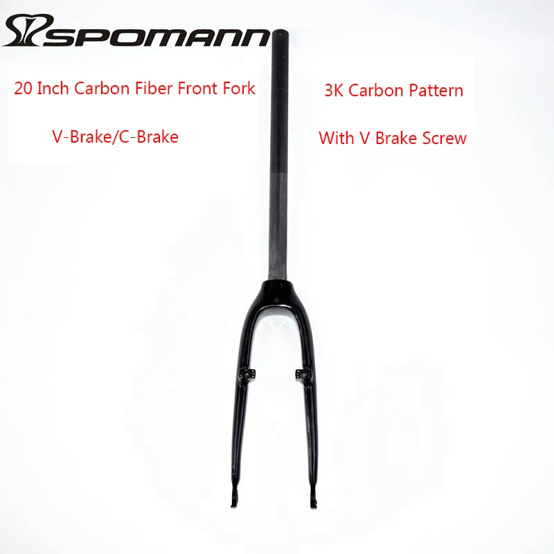 Newest Folding small wheels bike 3K full carbon fibre bicycle fork carbon front forks hard V C brake 20er 74/100mm