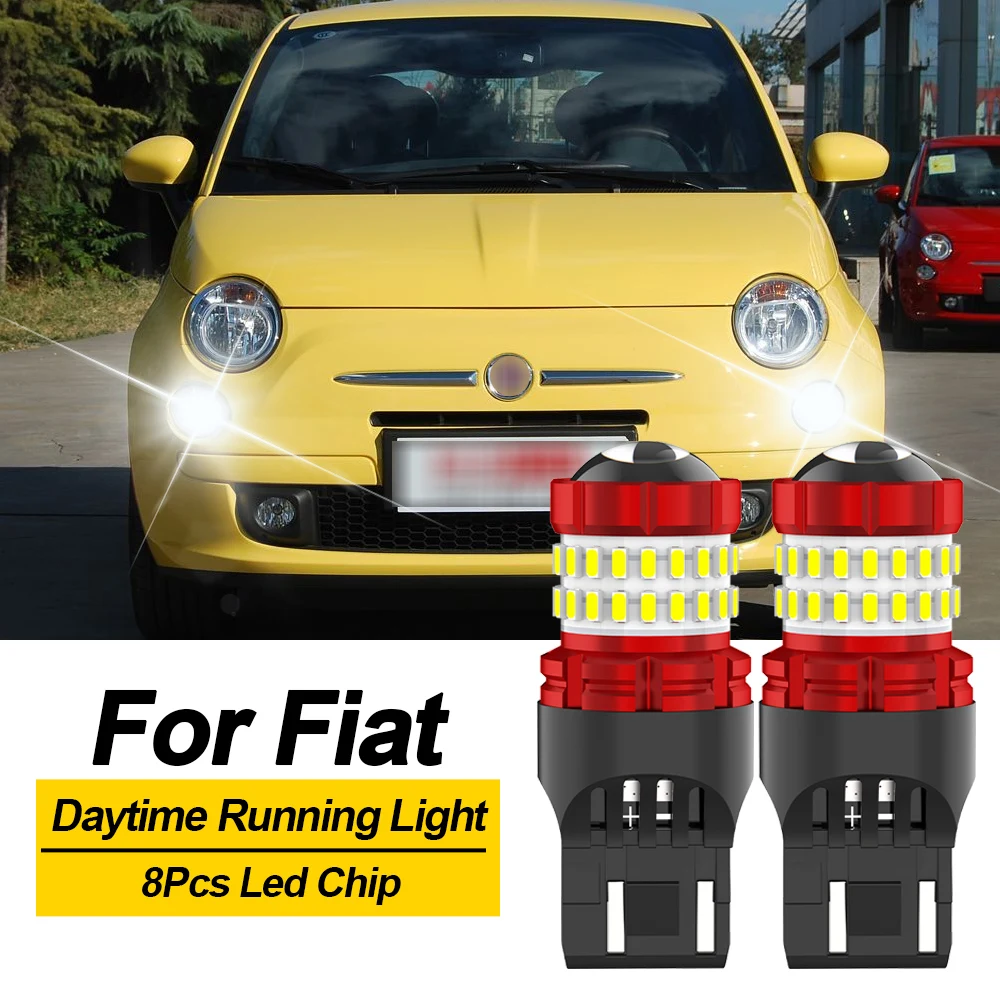 

BMTXMS 2pcs 7443 T20 W21/5W LED Daytime Running Light DRL Bulb Lamp For Fiat 500 500C 500L 2012 2013 2014 2015 2016 2017 White