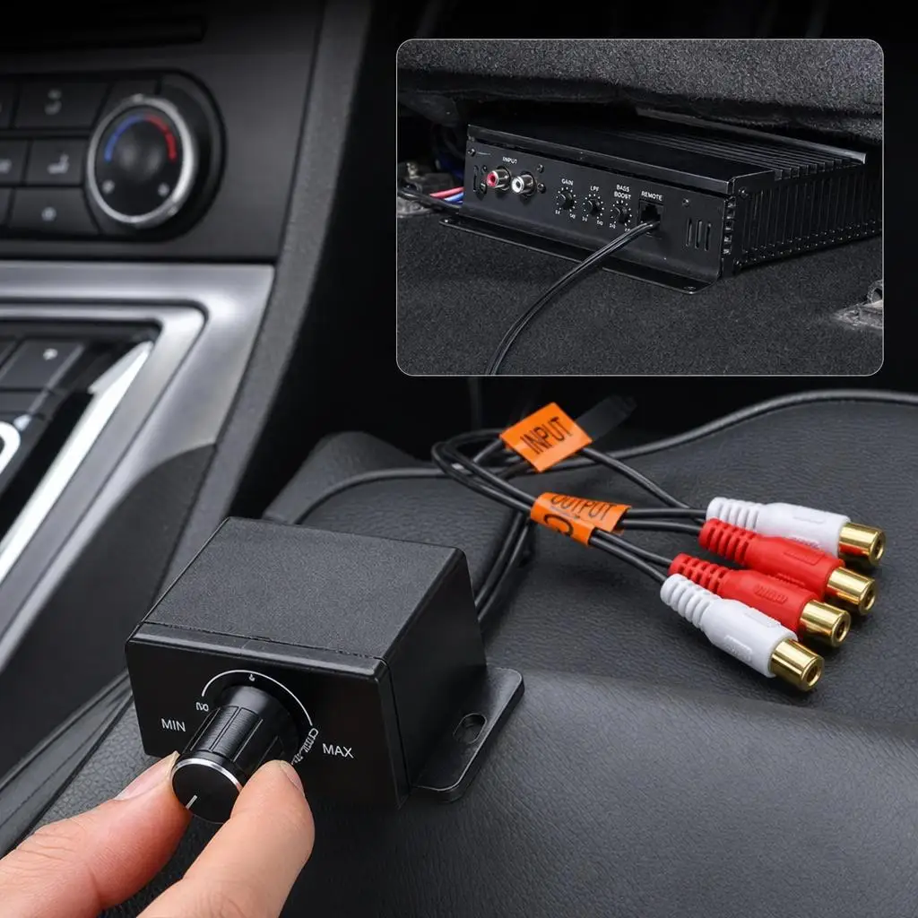 Universal Car Bass Amplifier Remote Level Control Knob RCA Input Output Stereo Regulator Car Audio Accessories For Subwoofer Amplifier Modification