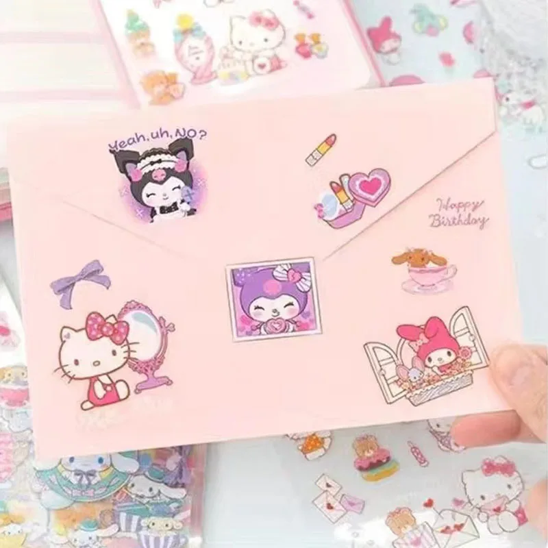 Sanrio Kuromi Cinnamoroll Cartoon Stickers Decorative Stationery Stickers Creative Peripheral Children and Student Festival Gift