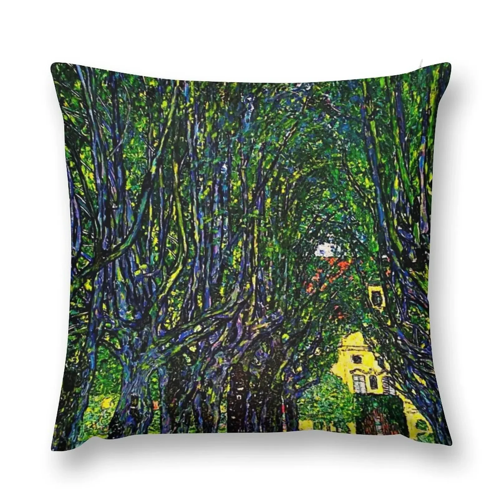 Art painting by gustav klimmt Avenue of Schloss Kammer Park Throw Pillow christmas pillowcases pillow