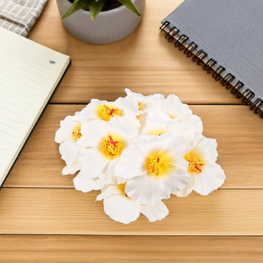 

20pcs Hibiscus Tropical Artificial Flowers Flowers White Eva Summer Party Decorations Reusable Tropical Hawaiian Supplies