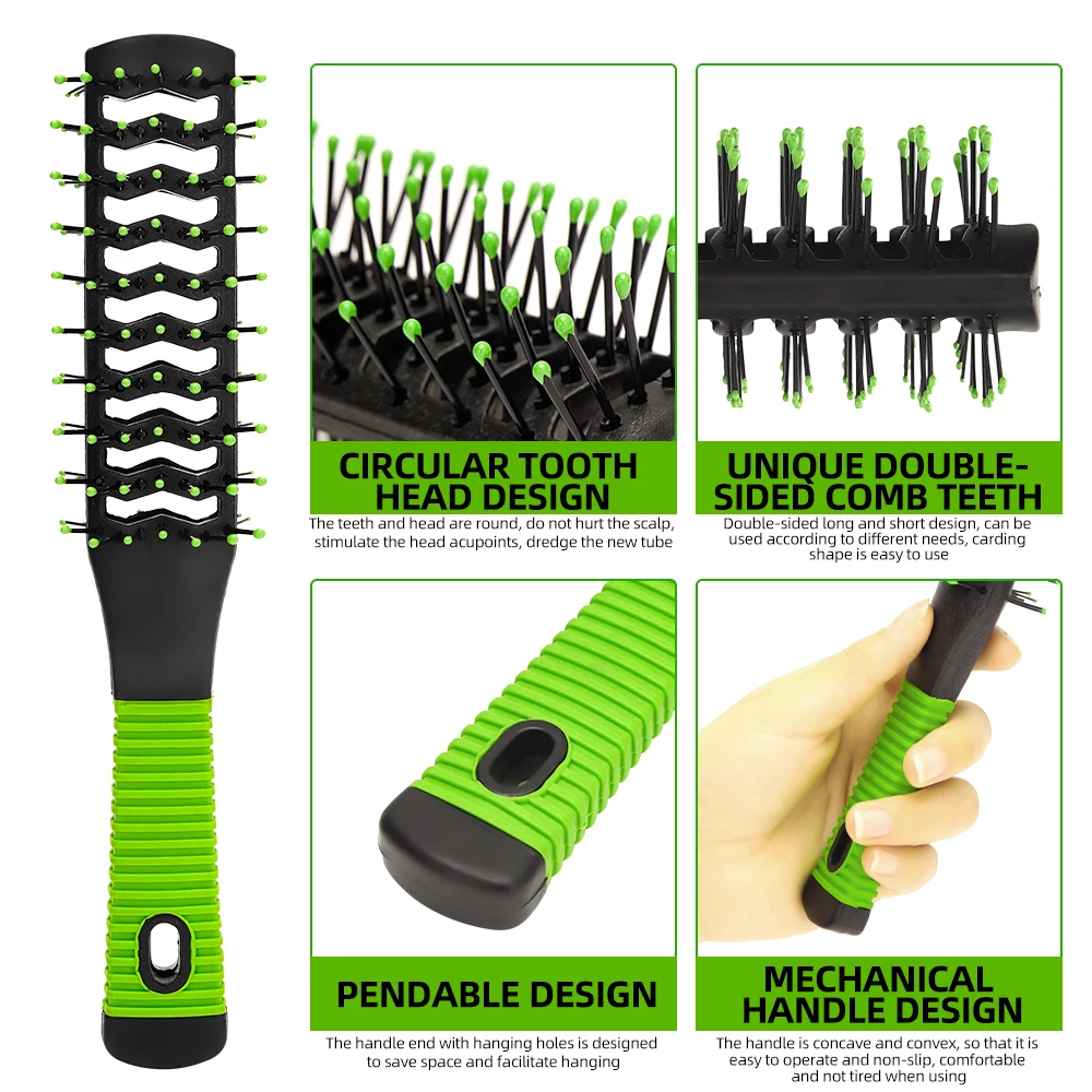 Peine de pelo liso y rizado antiestático de doble cara para uso doméstico, peine de masaje para el cabello, peine de estilismo de peluquería rizado