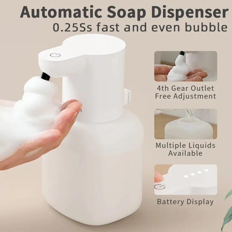 

Wall Mounted Automatic Soap Dispenser Foam Smart Hand Washing Machine 500ml Liquid Rechargeable Bathroom Induction Sensor