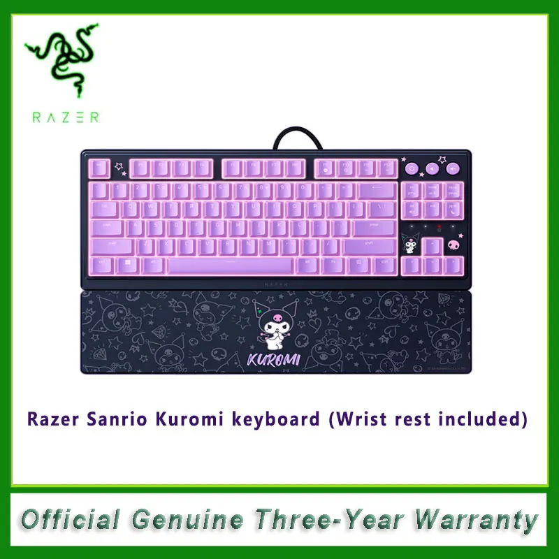 Razer Sanrio Kuromi Edition Ornata V3 Tenkeyless Low Profile RGB Gaming Keyboard  Wrist rest  Backlit keyboard