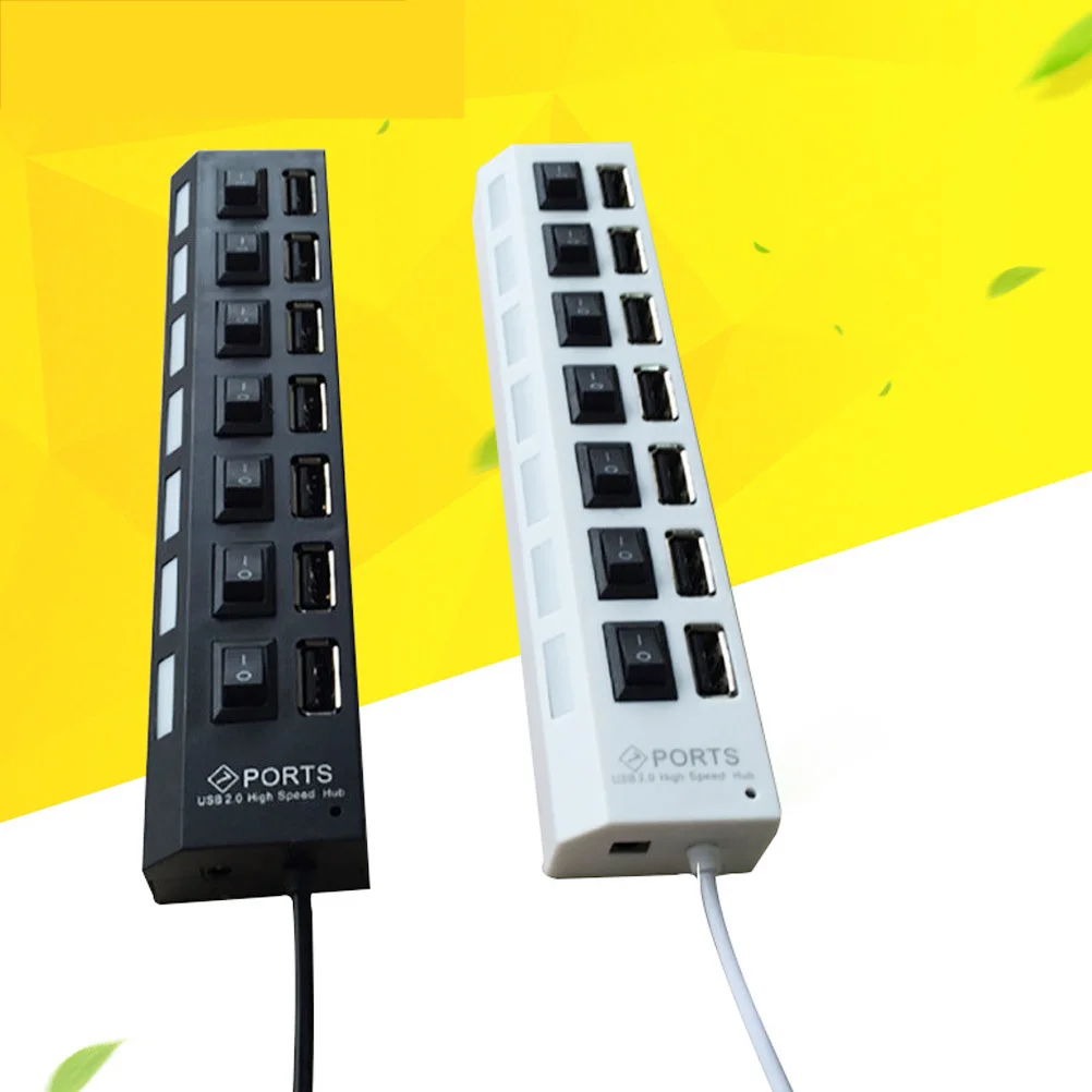 

7 Ports USB 2.0 Hub Premium Durable Material High Speed Data Transfer for Laptop Pc Notebook Tablet USB Adapter Splitter