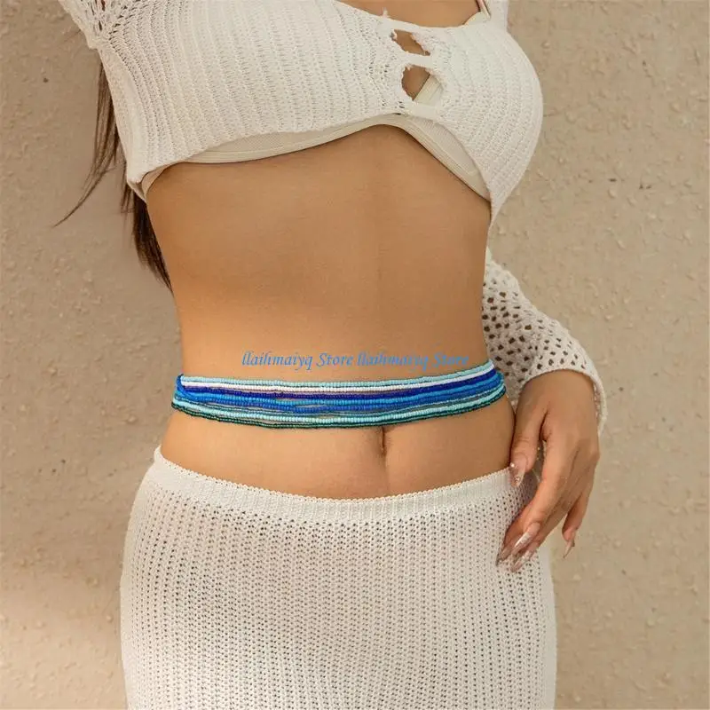 

573B Colorful Small Beads Body Chain for Beach Swimsuit Nightclub Jewelry for Woman