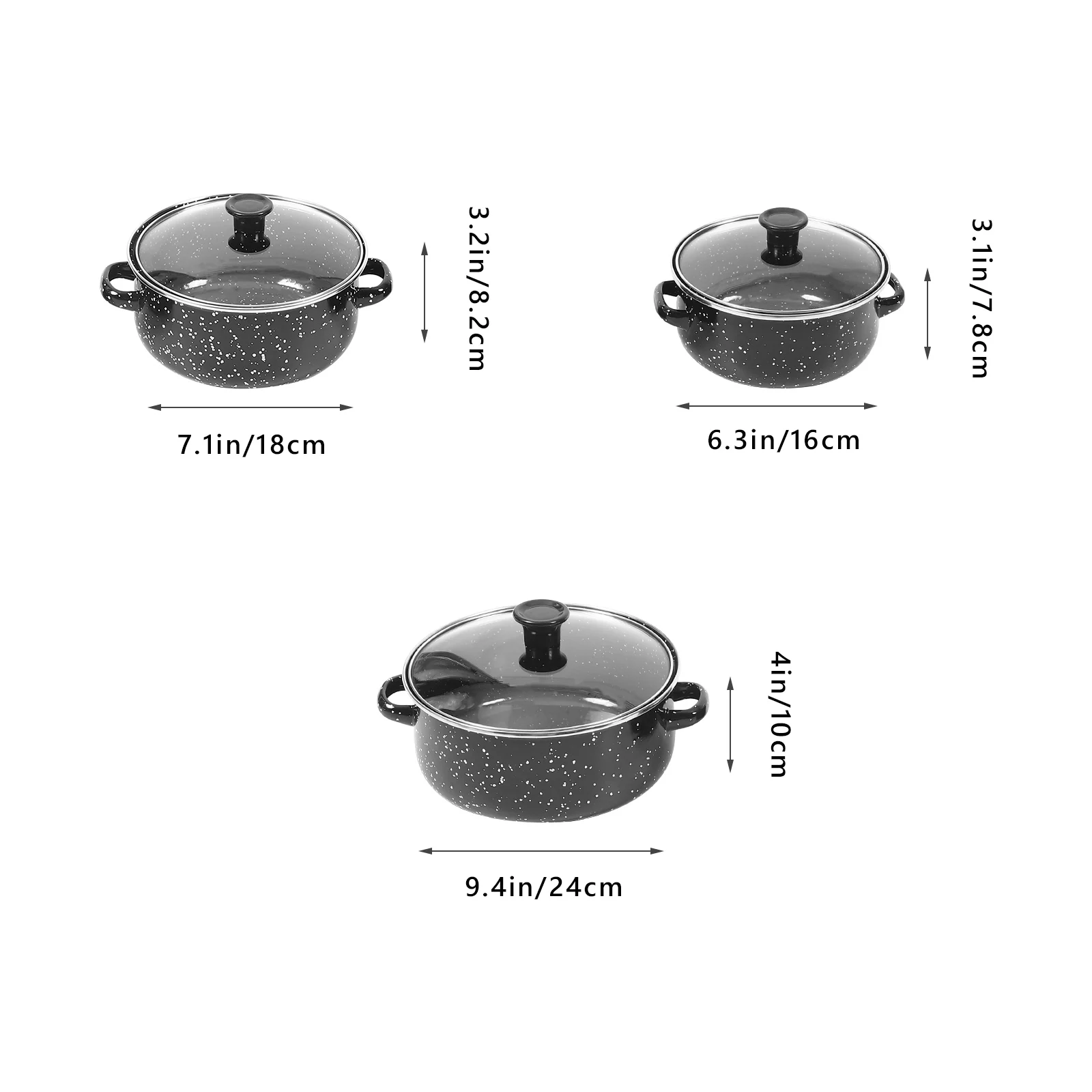 1set/3pcs Enamel Cooking Pot Frying Pan Hot Pot Saucepan Stockpot Enamel Cook Stock Pan Instant Noodle Pot With Lid Kitchen Tool