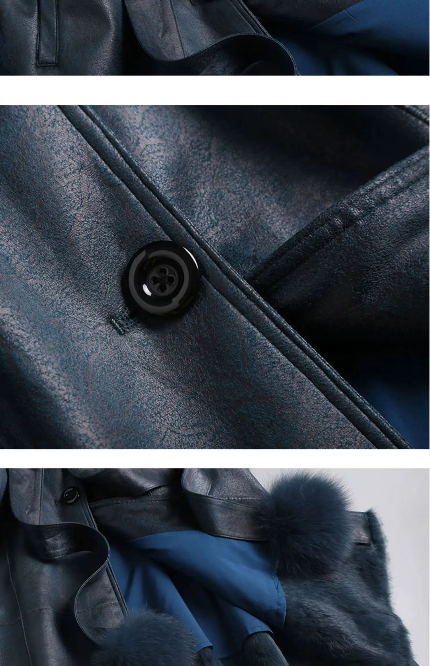 2023 New Rabbit Fur One Piece Coat for Women Mid length Fox Fur Collar Lace up Slim Fit Haining Fur Coat for Women
