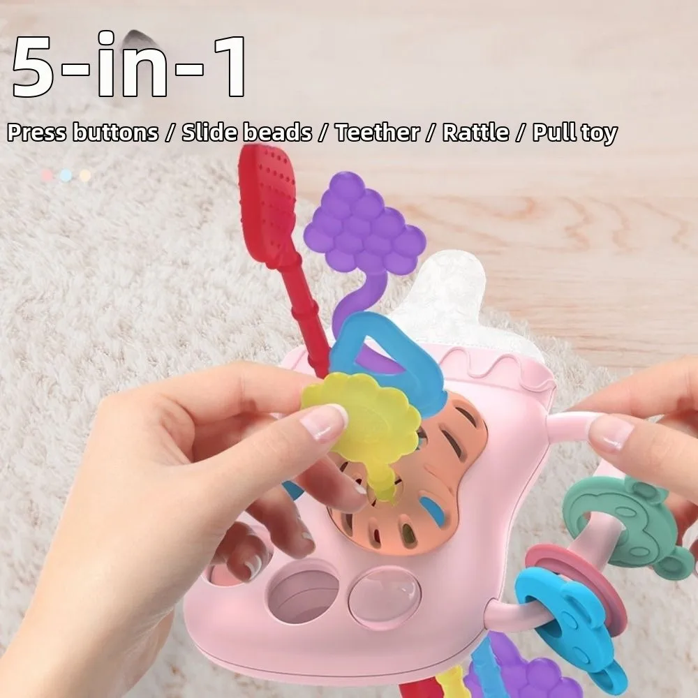 Cuerda de tracción Multicolor, función de dentición, botella de leche, desarrollo sensorial, inspirado en Montessori, empuje y tracción