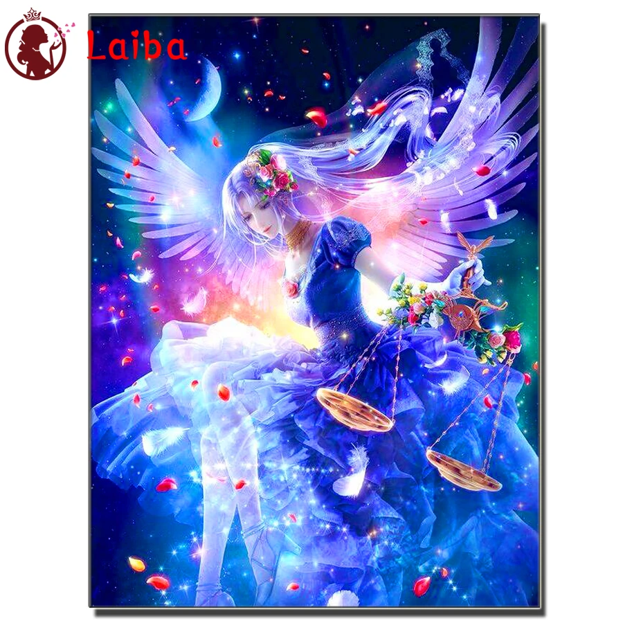 

Zodiac Sign Libra Picture Diy Diamond Painting cartoon angel Full Square Round 5D Cross Stitch Kits Mosaic Rhinestone Embroidery