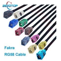 1PCS RG58 Cable Fakra A/B/C/D/F/G/H/I/K/Z Male to Male Plug Car Video Line Wire Harness RG58 Jumper BEVOTOP Auto Cable 10CM~30M