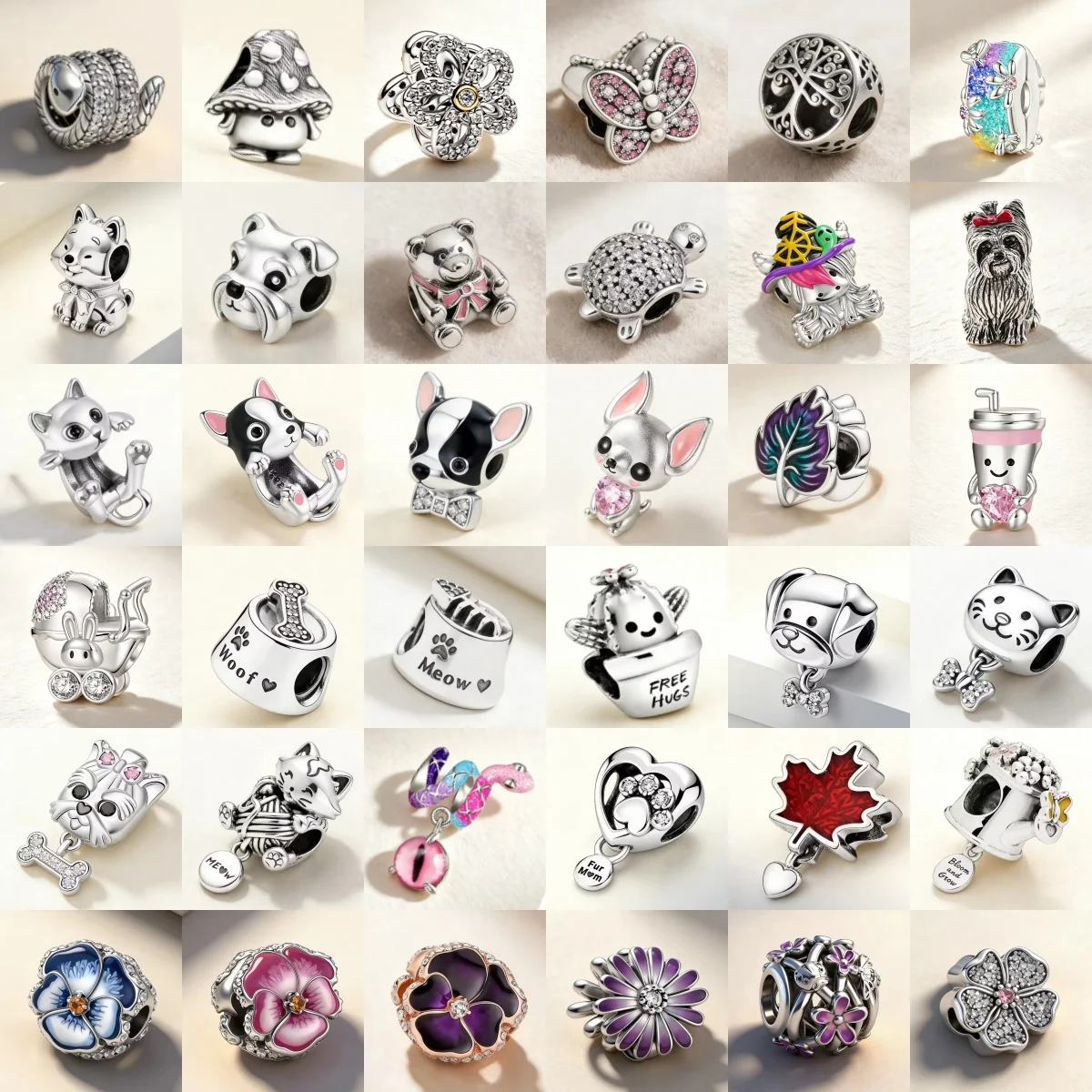 925 Silver Cute Animal Enamel Monkey Sheep Koala Charm Interval Bead DIY Original Bracelet Jewelry Accessories Lover Gift