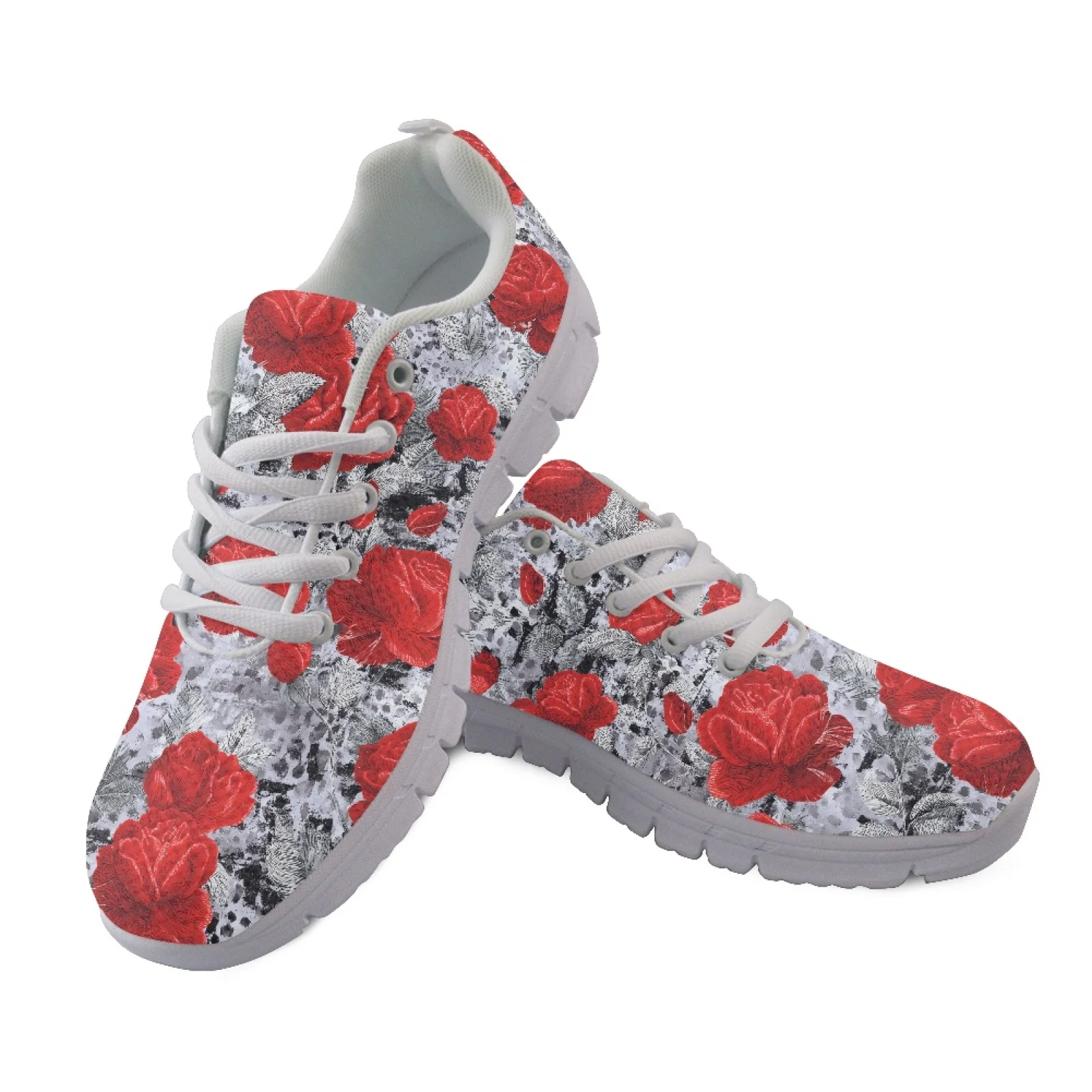 Coloranimal Roses Pattern Mesh & EVA Sole Women Walking Shoes Fashion Sneakers Breathable Running Shoes for Ladies 2026 Trending