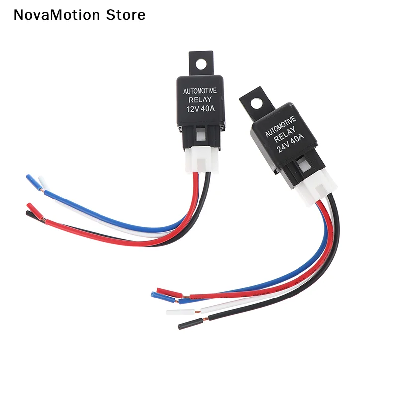 [NM]Black 12V/24V 40A Car Automotive Relay 4 Pin SPST Contact Type For Strobe Lights Fog Lights Car Alarms And More[NM]