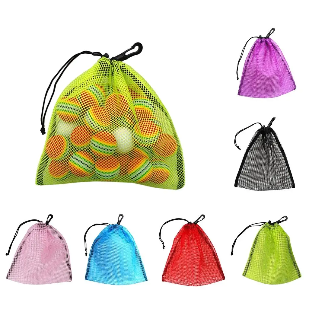 Golf Shag Bag Mesh Ball Pouch Lightweight Drawstring Organizer Storage for Course Range and Travel