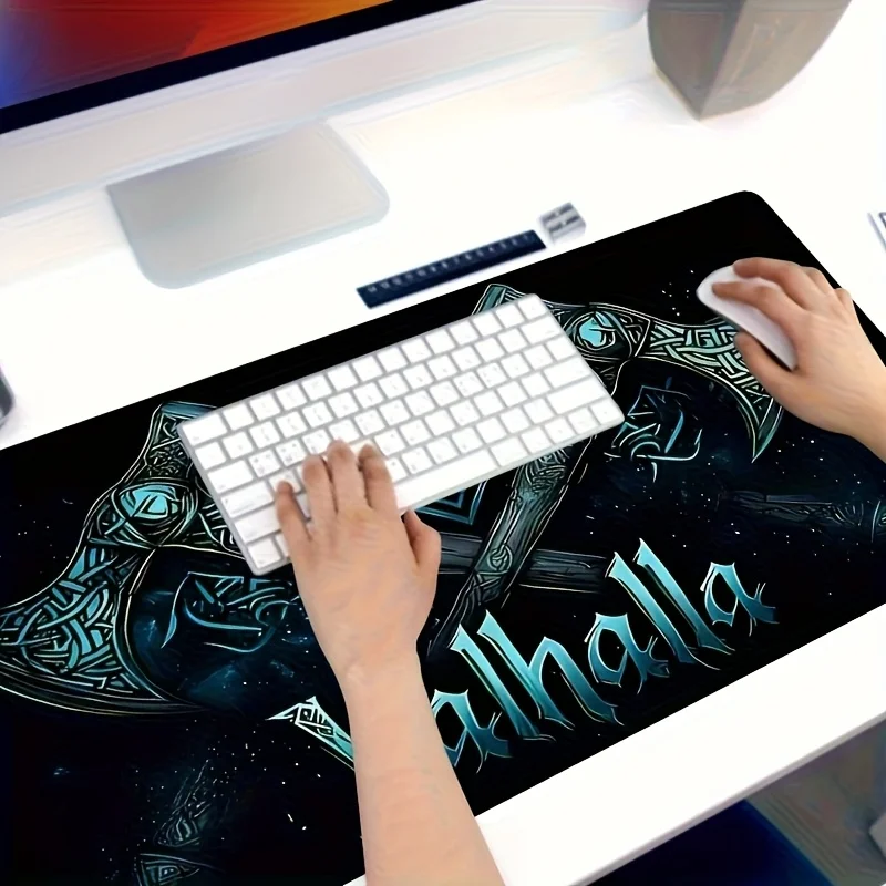 الفايكنج فالهالا الألعاب حصيرة مكتبية الألعاب الحصير ماوس الوسادة كبيرة ماوس 400X900 جهاز كمبيوتر شخصي مزدوج الفأس تصميم رون لوحة ممتدة #4