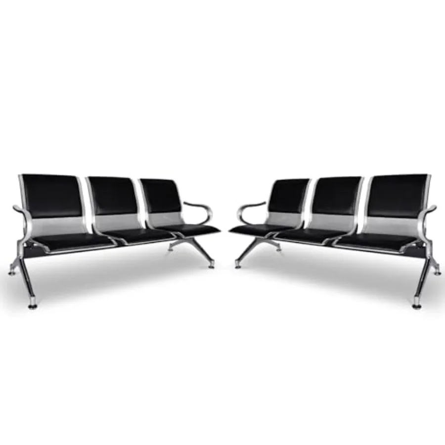 

PU Leather Waiting Room Chairs - Waiting Bench Seating Lobby Chairs for Airport, Bank, Hospital, Salon, Barbershop Set of 2