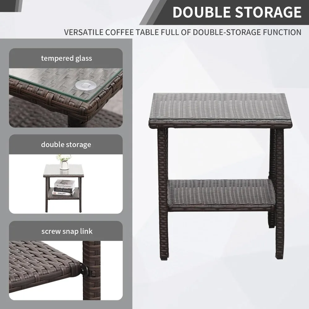 Outdoor Rocking Chair 3 Pieces High-Backed Rocking Chair Patio Rocking Chairs Outdoor Table