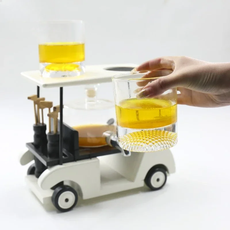 Golf Cart Whiskey Decanter and Whiskey Glasses ,Unique Scottish Whiskey Decanter Funny Glass Red Wine Decanter Party Decoration