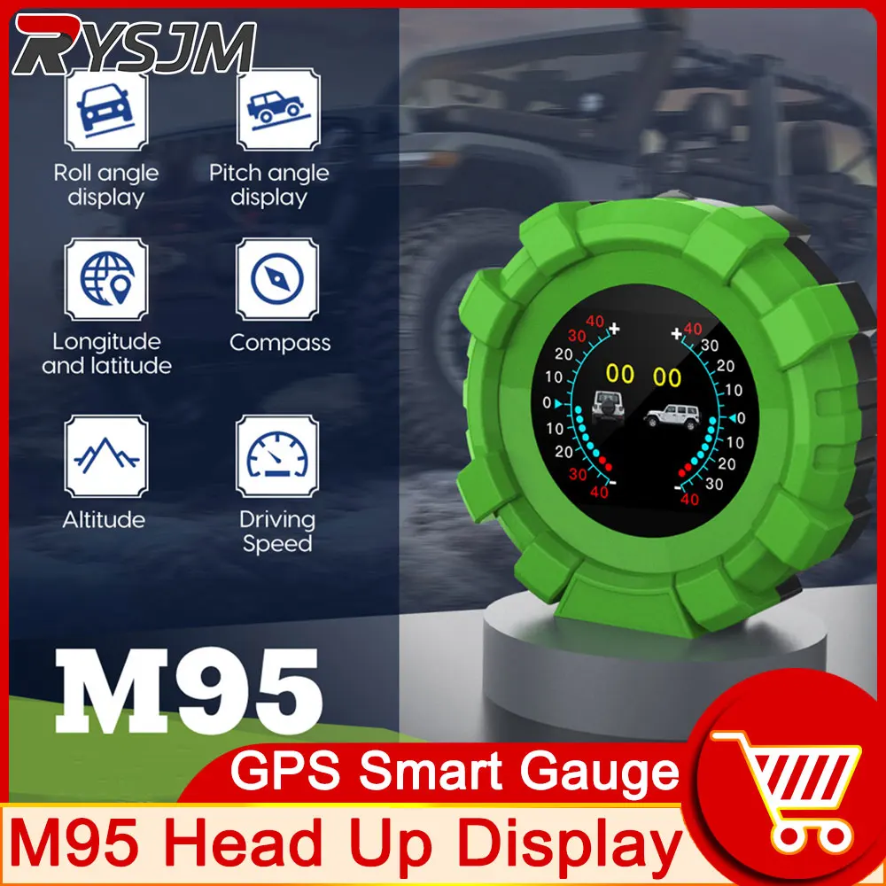 

M95 HUD GPS многофункциональный Инклинометр Спидометр автомобильный наклон измеритель скорости Сигнализация цифровой аксессуары к спидометру компас время