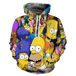 The Simpsons Cartoon Print Children's Pullover Peripheral Fashionable Cool Personalized Versatile Boys and Girls Hoodies Autumn