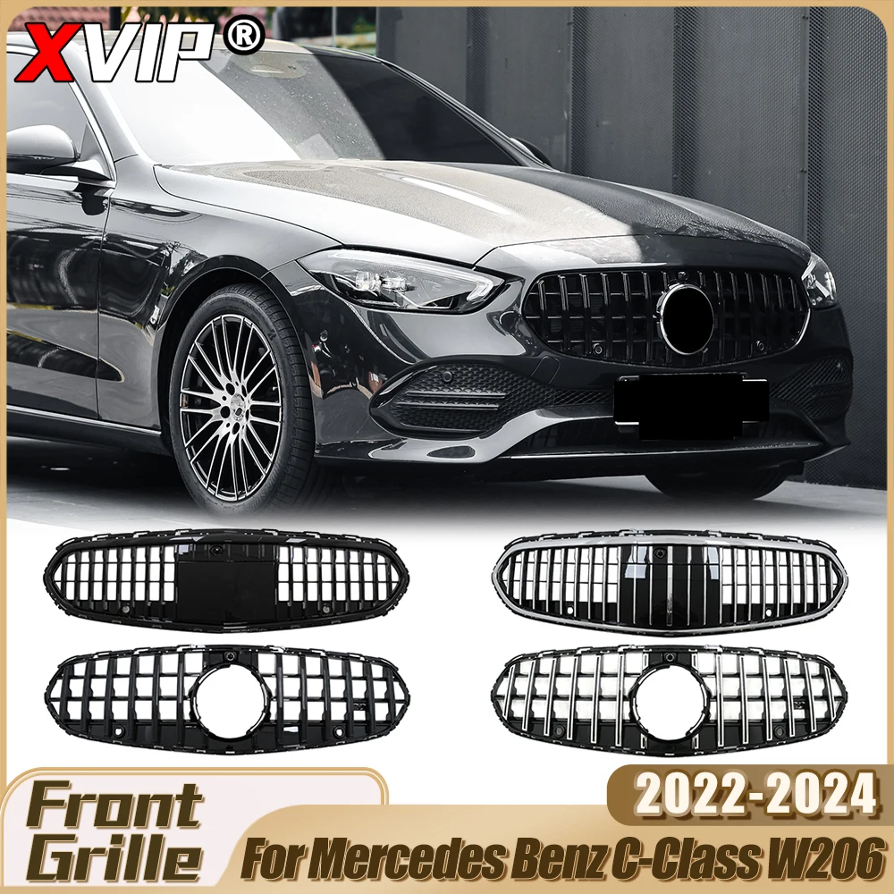 

XVIP Glossy Black Maybach Style Bumper Grille For Mercedes Benz C-Class W206 C200 C300 C43 AMG 22-24 Chrome GTR Style Grill Mesh