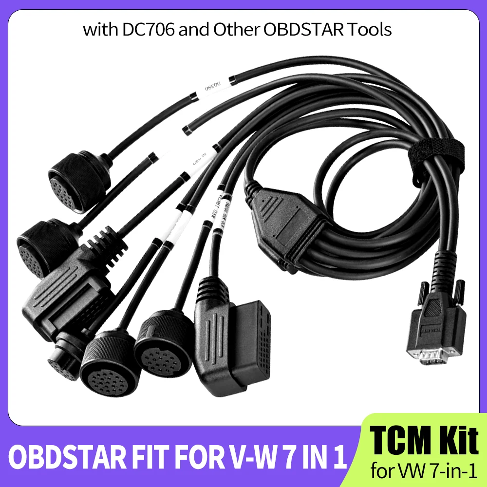 OBDSTAR 7-in-1 TCM Cable Kit for V-W/Au-di TCM Support ECU Clone Read & Write MAP Bench OBD Cables Work with DC706 OBDSTAR Tools