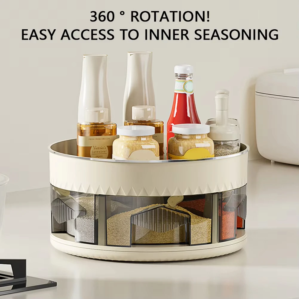 

Kitchen 360° Rotating Spice Organizer Multifunction Pantry Cabinet Turntable For Cosmetics Kitchen Accessories Organizer Tray