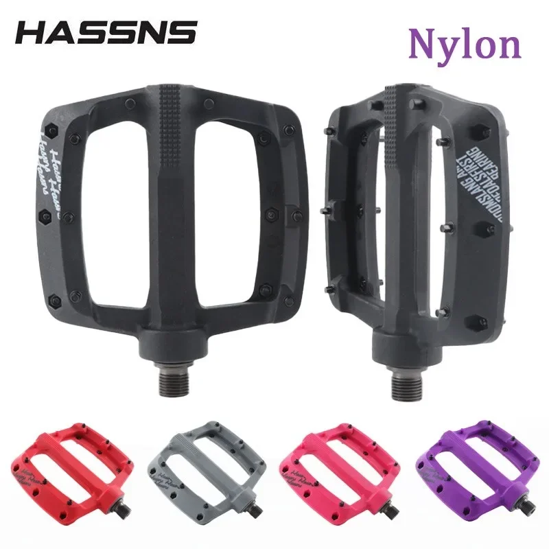 

HASSNS 3 Bearing Anti Slip Cycling Pedals Ultralight Nylon MTB Flat Bike Pedals