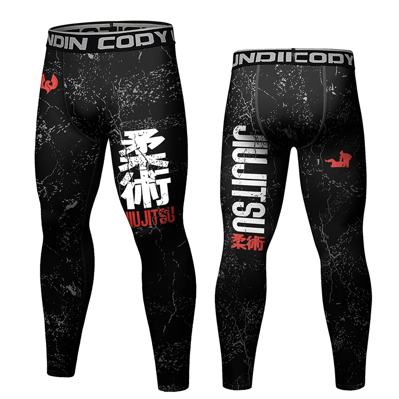 Cody Lundin Anime Print Leggings de Fitness para homens, Kickboxing MMA Compressão, Spats de Compressão, Calças Esportivas Anti-UV, Sublimação