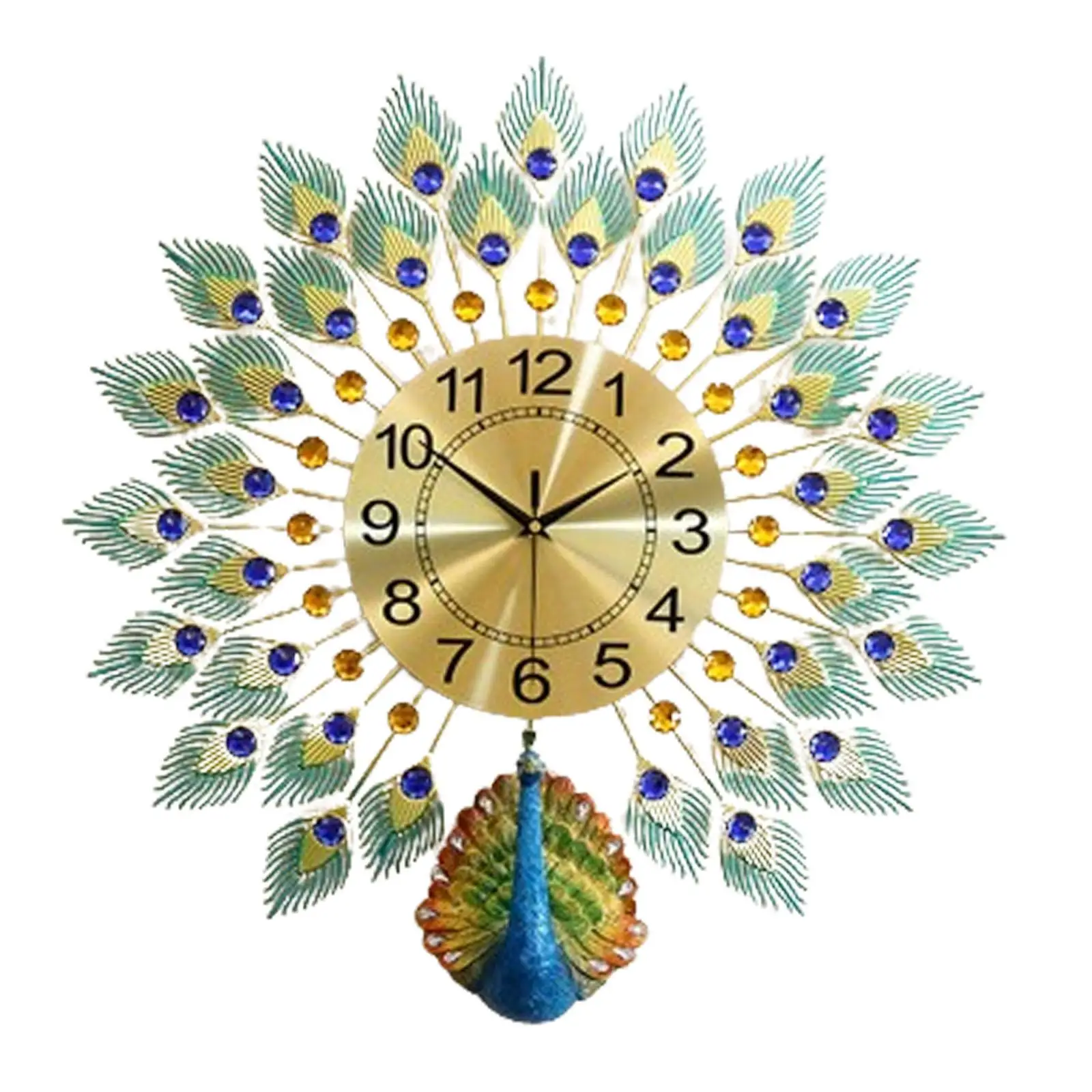 Peacock Wall Clock Silent Festival Gift Fashion Wall Decor Creative Wall Clock for Entrance Dining Room Office Home Decoration