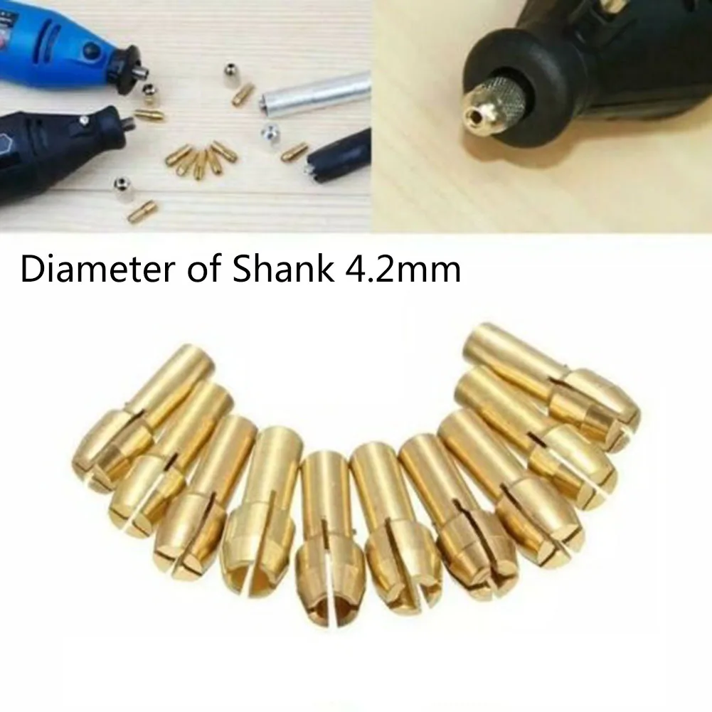 10pcs Brass Electric Grinder Chuck 0.5-3.2mm Compatible With Most Rotating Tool For Hardware Hobby Family Power Tool Accessories