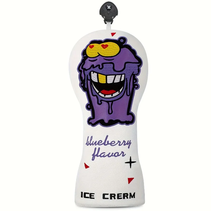 อุปกรณ์คลุมหัวไม้กอล์ฟดีไซน์แปลกตาสีม่วง อุปกรณ์กอล์ฟที่สนุกสนาน อุปกรณ์คลุมหัวไม้กอล์ฟ กันฝุ่นและทนทาน