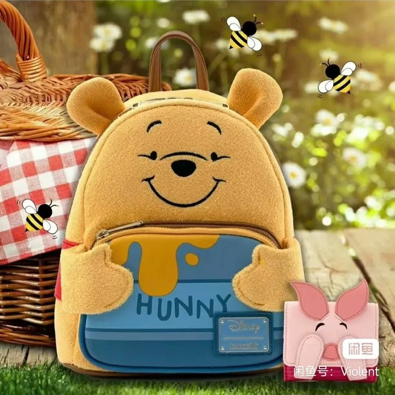 

Original Disney Winnie-the-pooh Loungefly Backpack Anime Figure Kawaii Pooh Shoulder Bag Student Schoolbag Children's Backpack