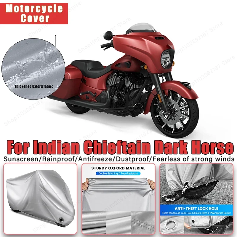 

For Indian Chieftain Dark Horse No Ear Motorcycle Cover -Outdoor Full Body Protection, Waterproof Dustproof Sunscreen Accessory