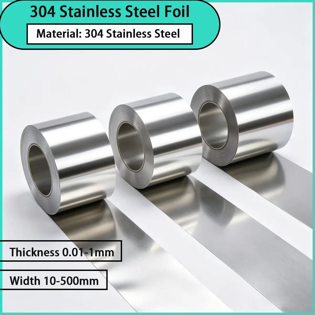 Thickness 0.01-1mm 304 stainless steel foil is used for electromagnetic shielding, insulation pads, precision gaskets, etc