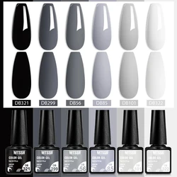 6PCS Nail Polish Gel Set Black White Popular Colors In Autumn Semi Permanent Soak Off UV Nail Art Varnish Kit Manicure Design
