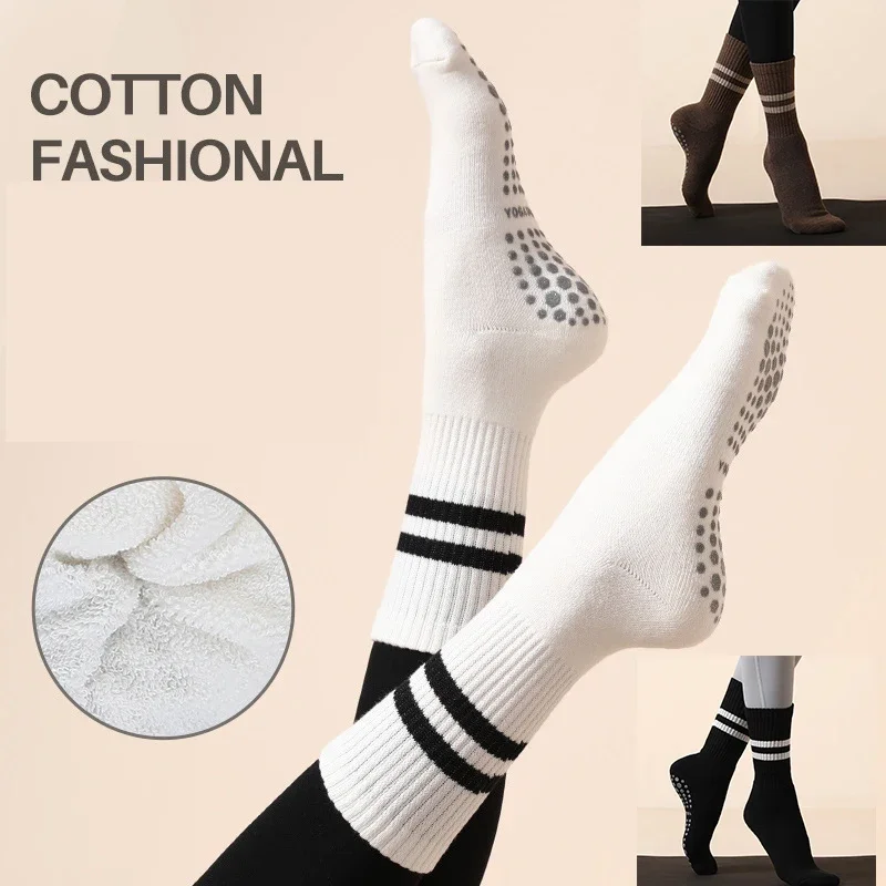 

New High Quality Bandage Yoga Socks Anti-Slip Quick-Dry Damping Pilates Ballet Socks Good Grip For Women Cotton Fitness Socks