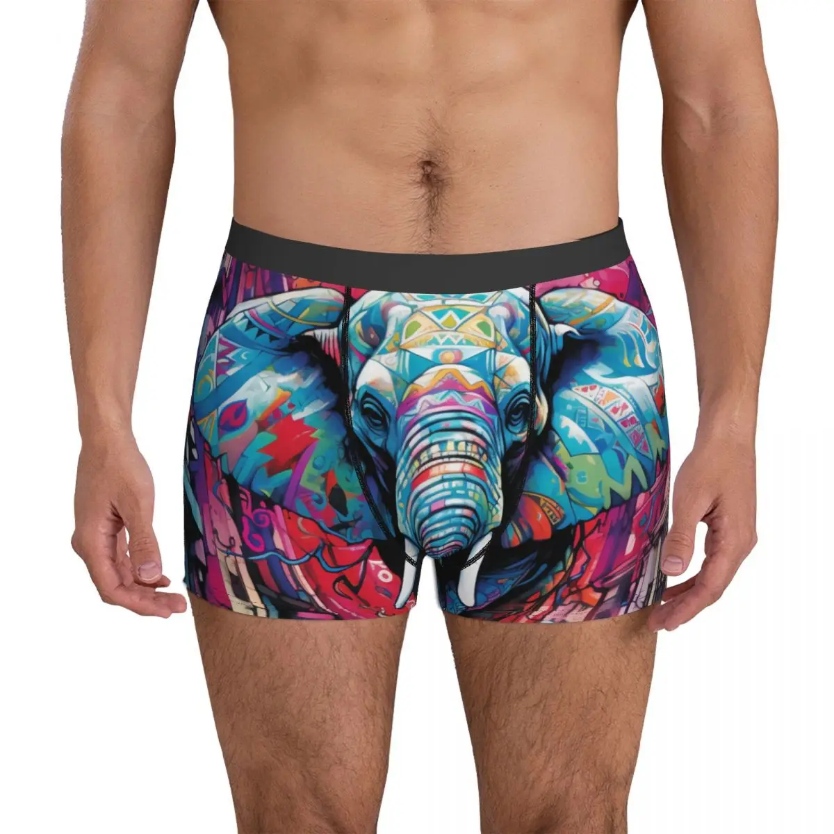 Elephant Underwear Vibrant and Exciting Graffiti Soft Panties Customs Boxer Brief 3D Pouch Males Oversize Boxershorts