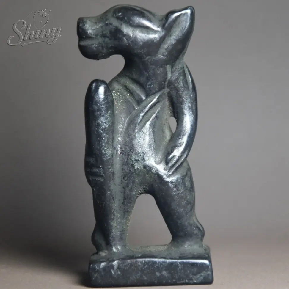 Antique Hongshan Culture Archaize Black Iron Meteorite Beast Face Sun God Statue  Home Decoration Accessories
