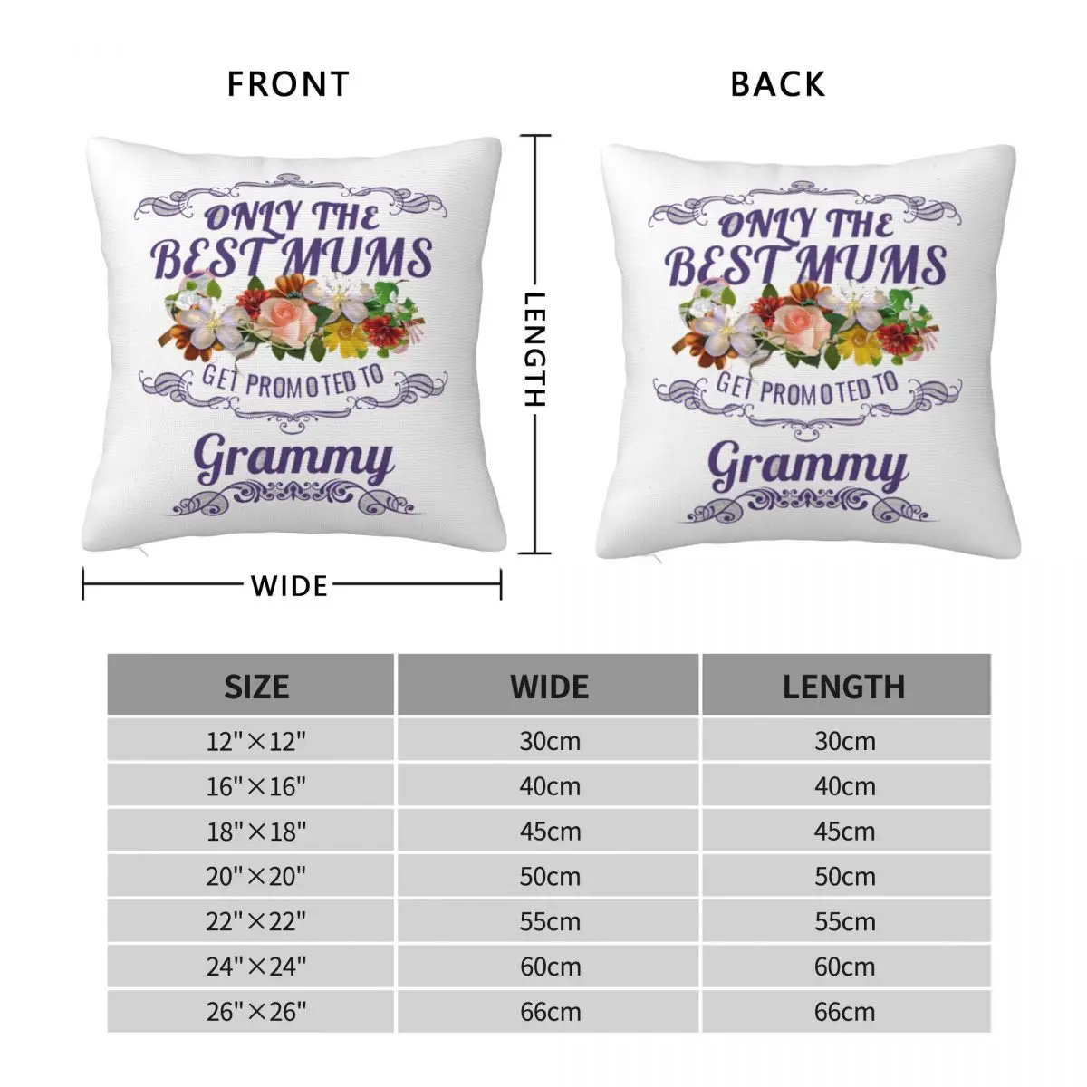 Only The Best Mums Get Promoted To Grammy Square Pillowcase Pillow Cover Cushion Decor Comfort Throw Pillow for Home Living Room