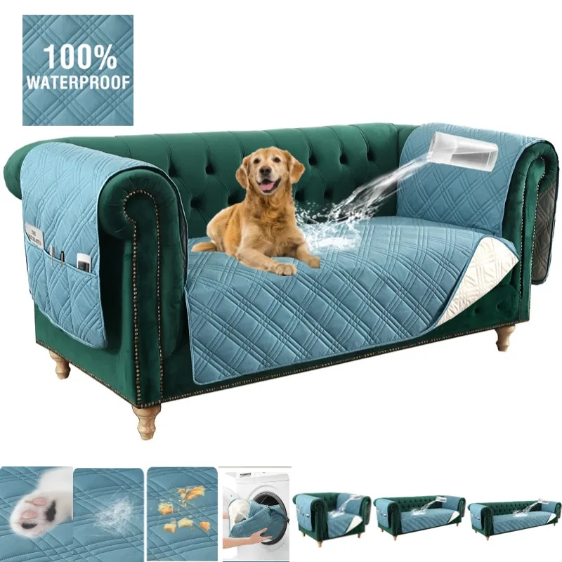 1/2/3/4 Seater Pet Dog Sofa Cover with Bilateral Pocket Non-slip Sofas Mat Armchair Couch Towel Furniture Protector Living Room