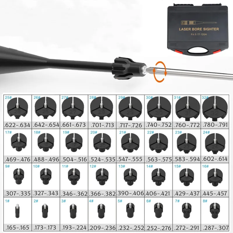 

Laser Bore Sight Kit .17 .177 .22LR Caliber to12GA Laser Collimator Universal Boresighter