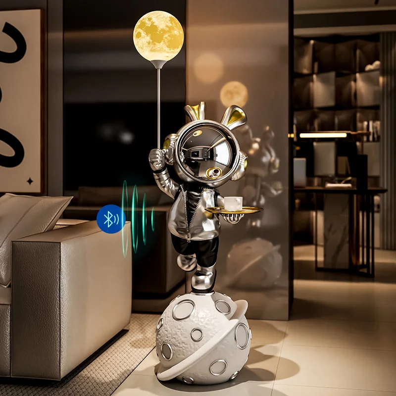 Home Decor 163CM Luminous Rabbit Astronaut Statues Floor Decor Living Room Large Animal Sculpture Ornaments Housewarming Gifts