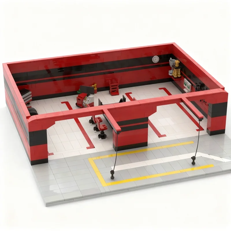 827pcs MOC City Champions Pitstop Garage Model Building Blocks Toy Architecture Christmas Gift DIY Education Creative Idea