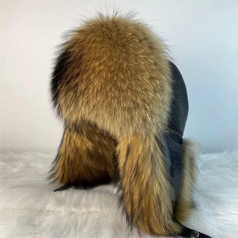 Men's warm hats fur middle-aged ear-protecting whole leather